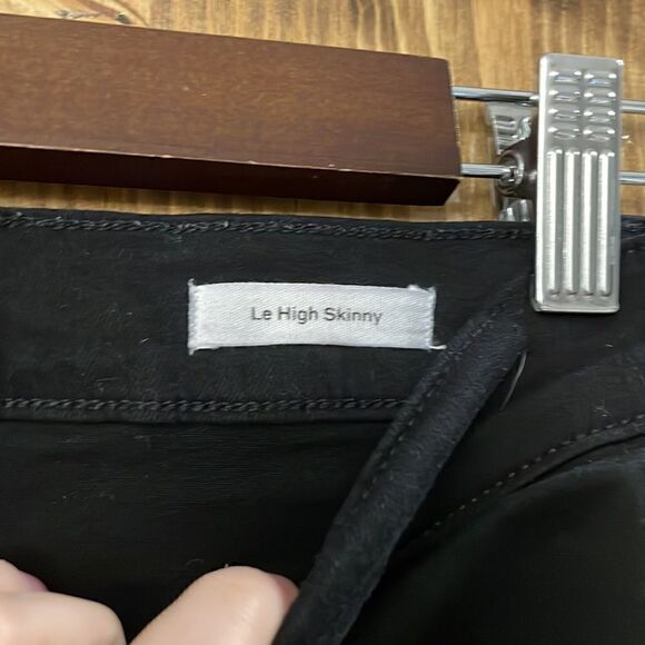 Black FRAME Le High Skinny Raw Stragger Jeans - Picture 6 of 13